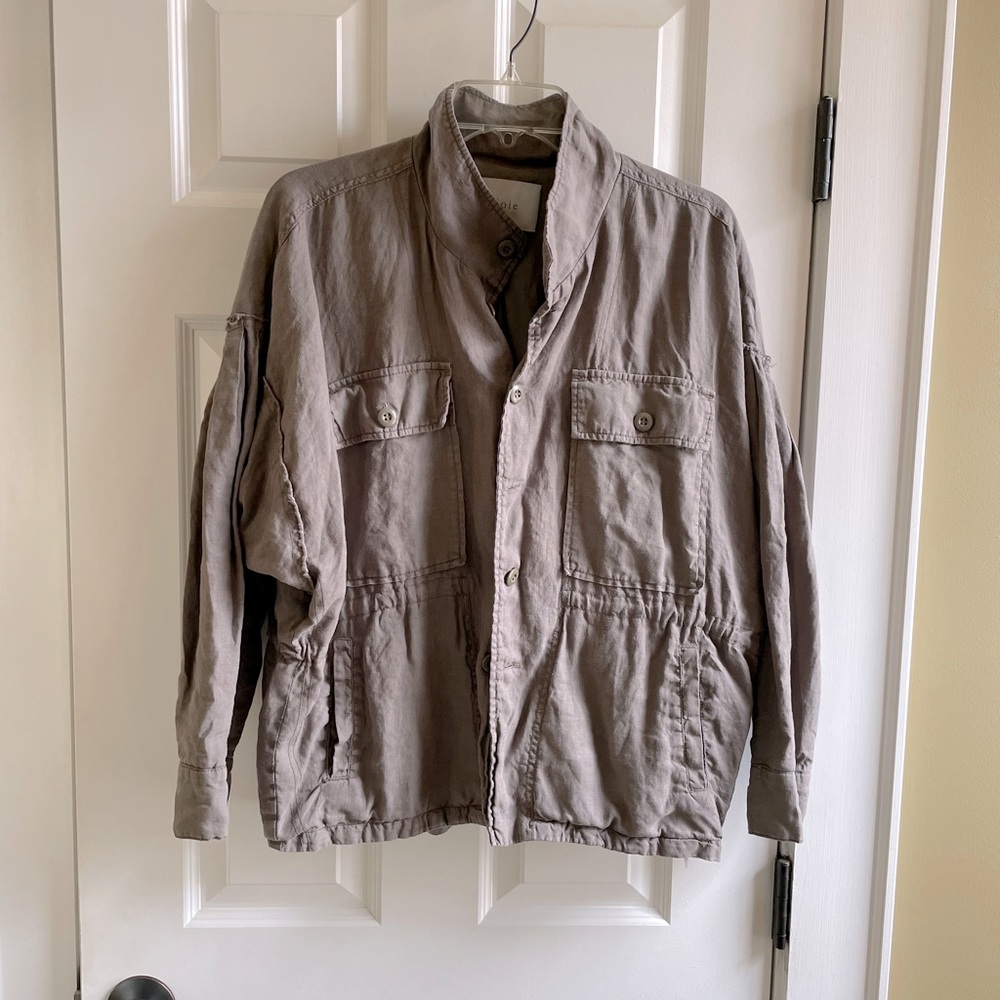 Joie Kendora Linen Cargo Jacket in Fatigue - Picture 5 of 8